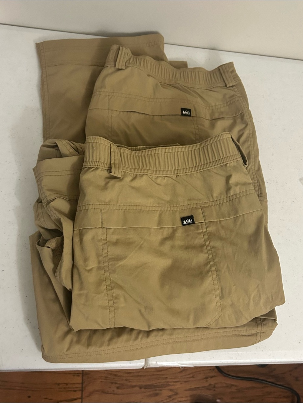 2 Pairs of REI Men’s Sahara Convertible Pants Crimini/Khaki 42x32
